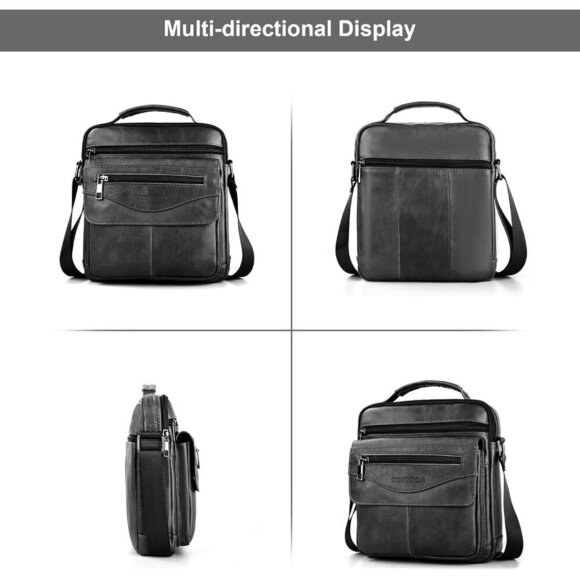 💫 Coscooa Crossbody Bags Men Black Leather Purse Satchel Travel Messenger bag - Picture 6 of 7